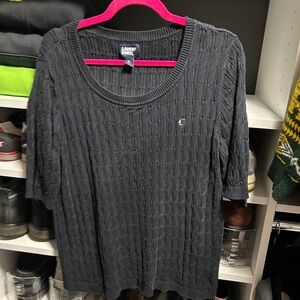Lands' End Chase apparel Black Cable Knit Sweater